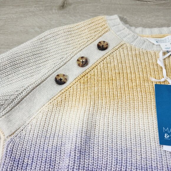 Market & Spruce Crew Neck Yellow Purple Ombre' Stripes Sweater Women's Size M - Picture 8 of 14
